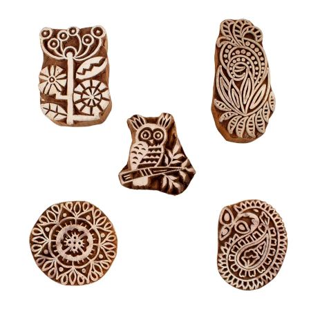 Set of 5 Piece New Mix Wooden Printing Blocks